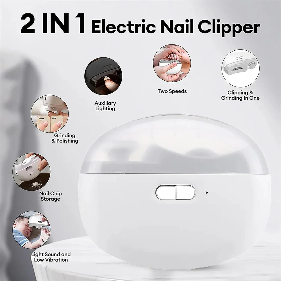 SquareBox's 2-in-1 Automatic Electric Nail Cutter And Polishing