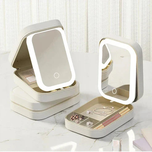 Compact Makeup Vanity With LED Mirror